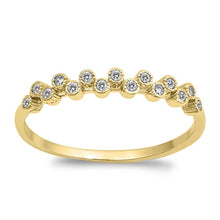 Load image into Gallery viewer, Sterling Silver Yellow Gold Plated Plain Shaped Clear CZ RingAnd Face Height 3mm