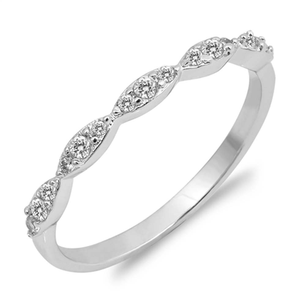 Sterling Silver Rhodium Plated Infinity Shaped Clear CZ RingAnd Face Height 2mm