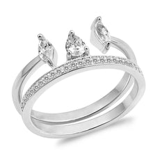 Load image into Gallery viewer, Sterling Silver Rhodium Plated Tri Oval Shaped CZ RingAnd Face Height 8mm