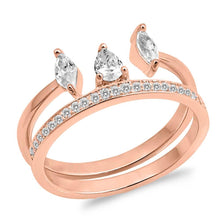 Load image into Gallery viewer, Sterling Silver Rose Gold Plated Tri Oval Shaped CZ RingAnd Face Height 8mm