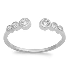 Load image into Gallery viewer, Sterling Silver Rhodium Plated Rounds Edges Shaped CZ RingAnd Face Height 4mm