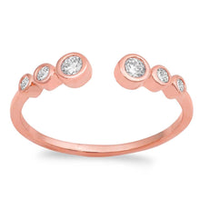 Load image into Gallery viewer, Sterling Silver Rose Gold Plated Rounds Edges Shaped CZ RingAnd Face Height 4mm