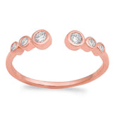 Sterling Silver Rose Gold Plated Rounds Edges Shaped CZ RingAnd Face Height 4mm