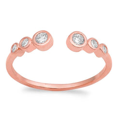 Sterling Silver Rose Gold Plated Rounds Edges Shaped CZ RingAnd Face Height 4mm