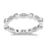 Sterling Silver Rhodium Plated Round Oval Shaped Clear CZ RingAnd Face Height 3mm