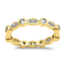 Load image into Gallery viewer, Sterling Silver Round Yellow Gold Plated Oval Shaped Clear CZ RingAnd Face Height 3mm