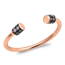 Load image into Gallery viewer, Sterling Silver Rose Gold Plated Double Round Bars Shaped Clear CZ RingAnd Face Height 3mm