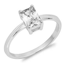 Load image into Gallery viewer, Sterling Silver Rectangle Shaped Clear CZ RingAnd Face Height 8mm