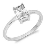 Sterling Silver Rectangle Shaped Clear CZ RingAnd Face Height 8mm