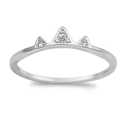Sterling Silver Triangle Shaped Clear CZ RingAnd Face Height 4mm