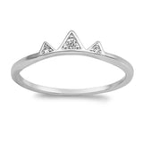 Sterling Silver Triangle Shaped Clear CZ RingAnd Face Height 4mm