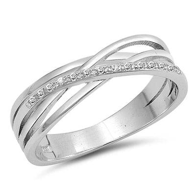 Sterling Silver Infinity Shaped With Clear CZ RingAnd Face Height 6mm