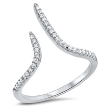 Load image into Gallery viewer, Sterling Silver Curve Shaped Clear CZ RingAnd Face Height 13mm