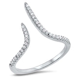 Sterling Silver Curve Shaped Clear CZ RingAnd Face Height 13mm