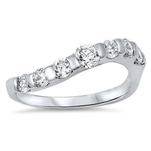 Load image into Gallery viewer, Sterling Silver Rounds Shaped Clear CZ RingAnd Face Height 4mm