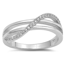 Load image into Gallery viewer, Sterling Silver Half Infinity Shaped Clear CZ RingAnd Face Height 6mm
