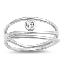 Load image into Gallery viewer, Sterling Silver Circle Shaped With Clear CZ RingAnd Face Height 7mm