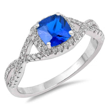 Load image into Gallery viewer, Sterling Silver Blue Sapphire Circle Shaped With Clear CZ RingAnd Face Height 9mm