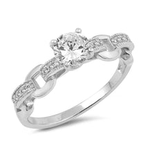 Load image into Gallery viewer, Sterling Silver Circle Shaped With Clear CZ RingAnd Face Height 6mm