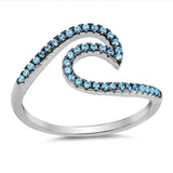 Sterling Silver Blue Topaz With Black Prong Circle Shaped With Clear CZ RingAnd Face Height 11mm