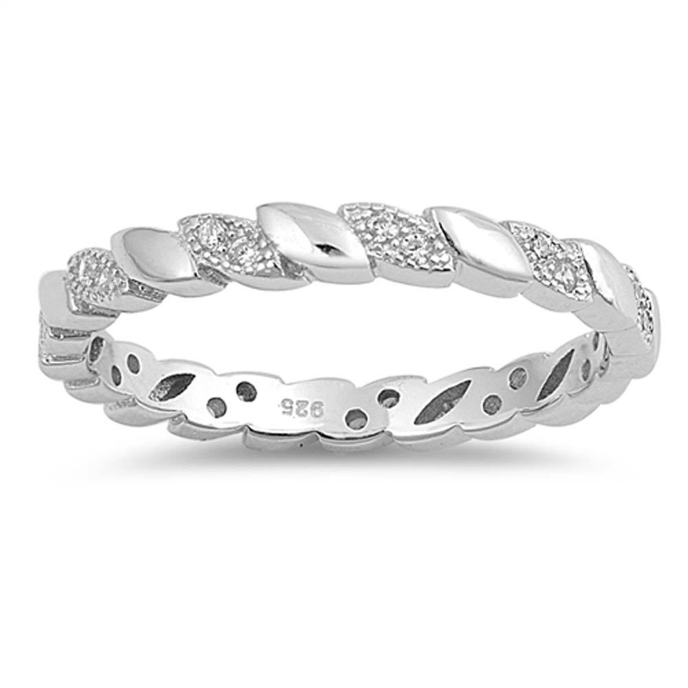 Sterling Silver Oval Shaped With Clear CZ RingAnd Face Height 3mm