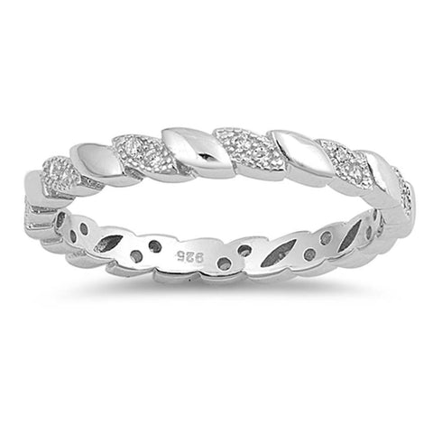 Sterling Silver Oval Shaped With Clear CZ RingAnd Face Height 3mm