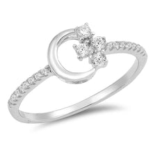 Load image into Gallery viewer, Sterling Silver Moons And Stars Shaped With Clear CZ RingAnd Face Height 8mm