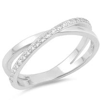 Load image into Gallery viewer, Sterling Silver Round Shaped With Clear CZ RingAnd Face Height 5mm