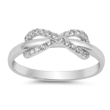 Load image into Gallery viewer, Sterling Silver Infinity Shaped Clear CZ RingsAnd Face Height 6mm