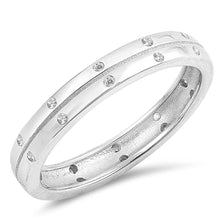 Load image into Gallery viewer, Sterling Silver Round Shaped With CZ RingAnd Face Height 4mm