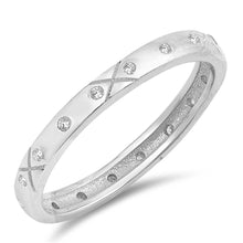 Load image into Gallery viewer, Sterling Silver Circle Shaped With Decorative Band CZ RingAnd Face Height 3mm