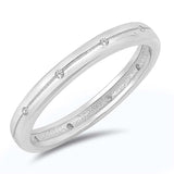 Sterling Silver Circle Shaped Marquis Band With Clear CZ RingAnd Face Height 3mm