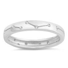 Load image into Gallery viewer, Sterling Silver Round Shaped Constellation Band With Clear CZ RingAnd Face Height 4mm