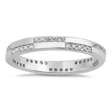 Load image into Gallery viewer, Sterling Silver Circle Shaped With Clear CZ RingAnd Face Height 3mm