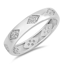 Load image into Gallery viewer, Sterling Silver Diamond Shaped Marquis Band With Clear CZ RingAnd Face Height 4mm