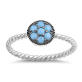 Sterling Silver With Nano Imitation Turquoise Cubic Zirconia Stone RingAnd Face Height 7mm