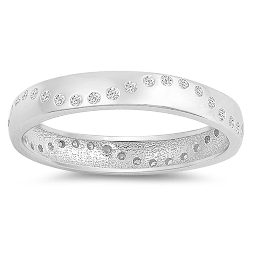 Sterling Silver Round Shaped With CZ RingAnd Face Height 3.5mm