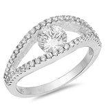 Sterling Silver Round Shaped Clear CZ RingsAnd Face Height 8mm