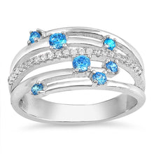 Load image into Gallery viewer, Sterling Silver Blue Topaz Different Shaped Clear CZ RingsAnd Face Height 11mm