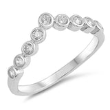 Sterling Silver V Shaped Clear CZ RingsAnd Face Height 7mm