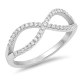 Sterling Silver Infinity Shaped Clear CZ RingsAnd Face Height 7mm