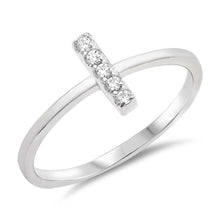 Load image into Gallery viewer, Sterling Silver Standing Line Shaped Clear CZ RingsAnd Face Height 9mm