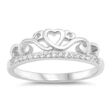 Load image into Gallery viewer, Sterling Silver Crown Shaped Clear CZ RingsAnd Face Height 6mm