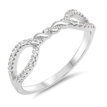 Load image into Gallery viewer, Sterling Silver Knot Shaped Clear CZ RingsAnd Face Height 6mm