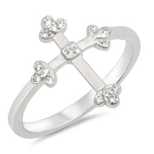 Load image into Gallery viewer, Sterling Silver Cross Shaped Clear CZ RingsAnd Face Height 15mm
