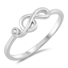 Load image into Gallery viewer, Sterling Silver Musical Note Shaped Clear CZ RingsAnd Face Height 5mm