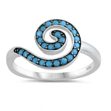 Load image into Gallery viewer, Sterling Silver Spiral Nano Imitation Turquoise Stone CZ Ring