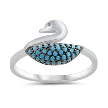 Load image into Gallery viewer, Sterling Silver Swan Nano Imitation Turquoise Stone CZ Ring