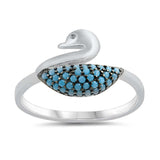 Sterling Silver Swan Nano Imitation Turquoise Stone CZ Ring