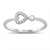 Sterling Silver Sideways Hearts CZ Ring